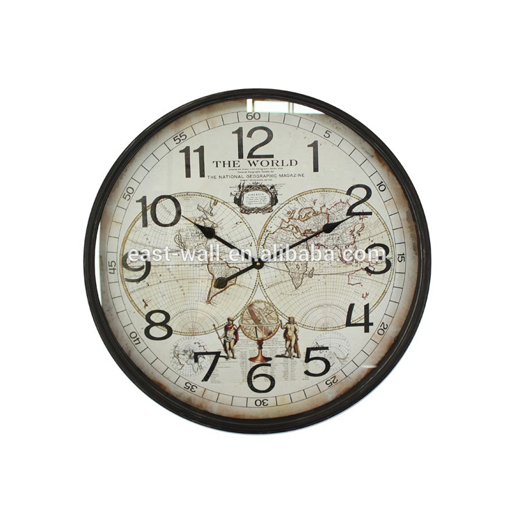 Factory Wholesale Custom Style Home Decorative Metal Frame Glass Cover Wall Clock
