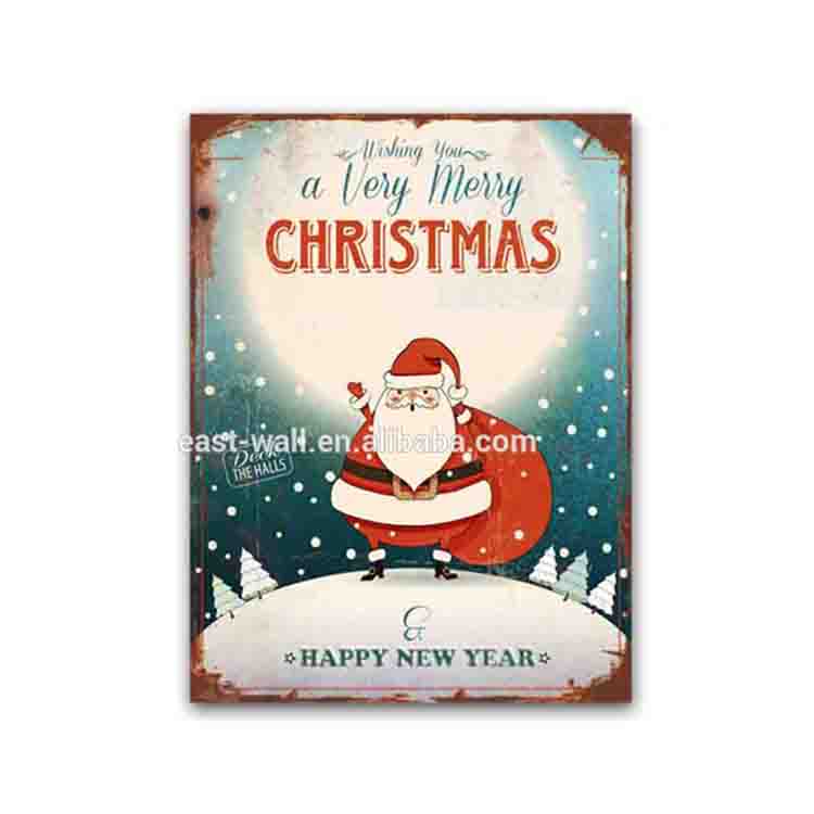 Merry Christmas New Year Holiday Decorations Iron Wall Plaque Sign
