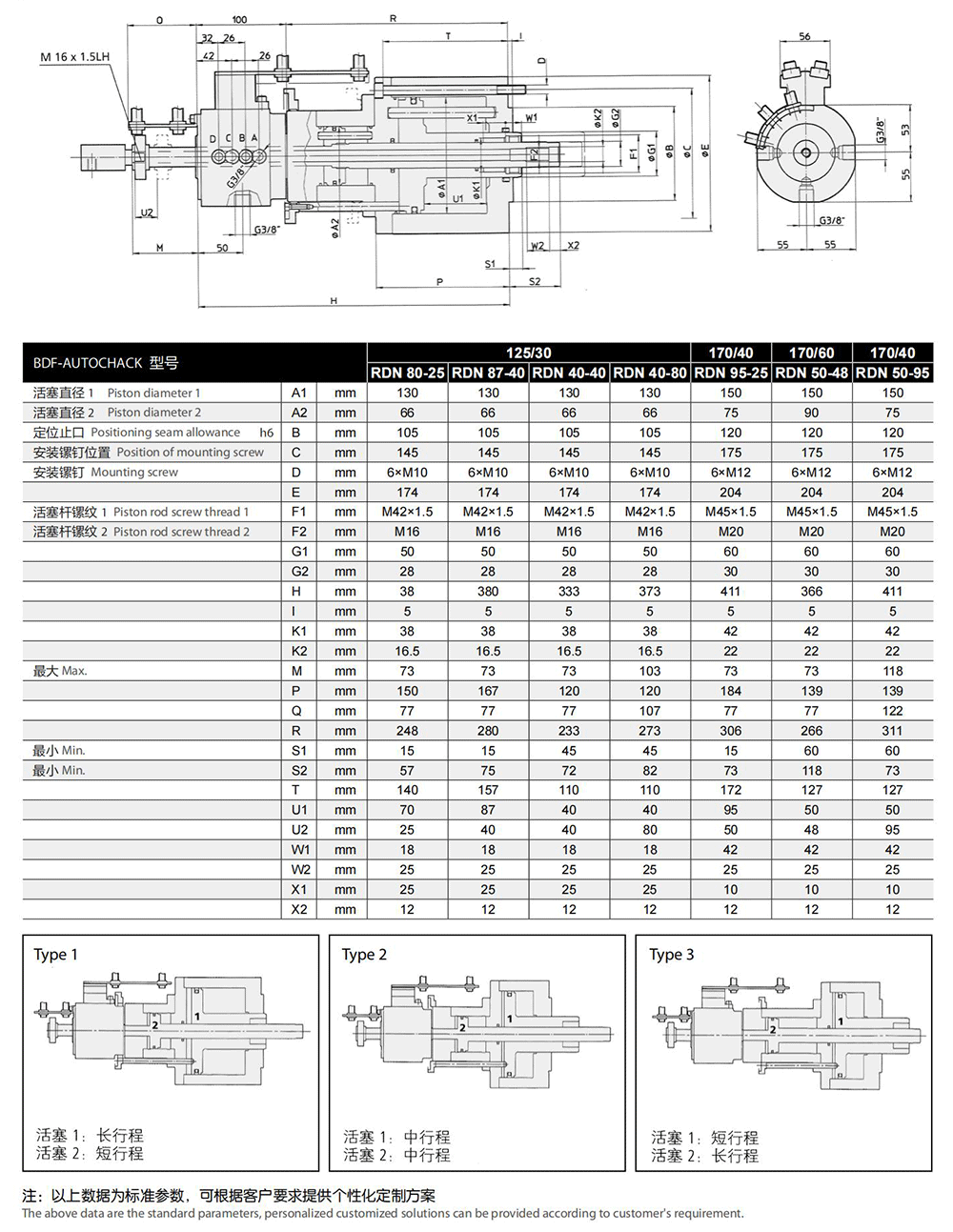 RDN Double piston measuring type rotary cylinder Двухпоршневы вымяральны цыліндр RDN