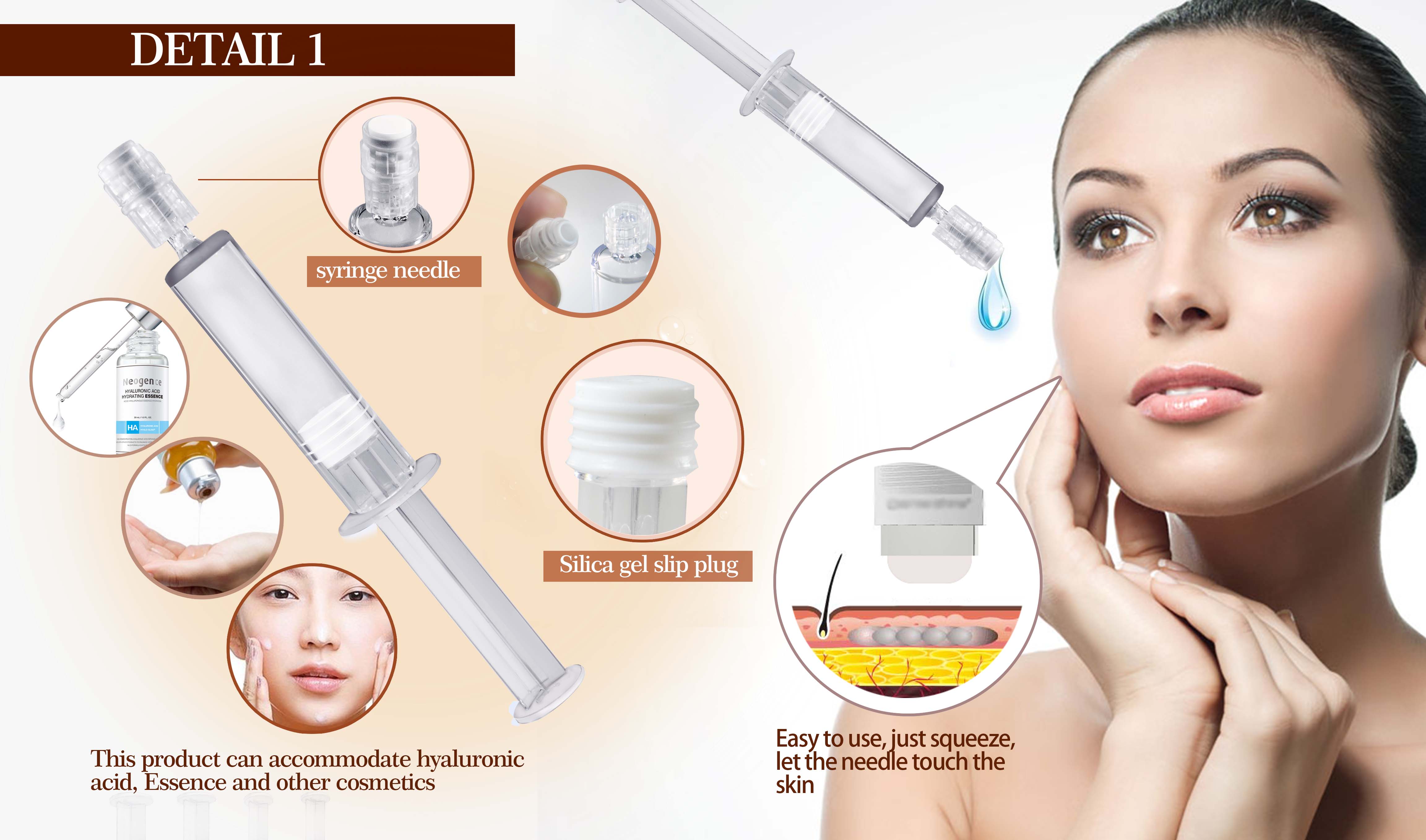 Empty Cosmetic Syringe Bottle Leere kosmetische Spritzenflasche