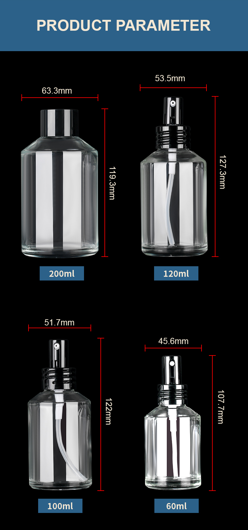 Custom Cosmetic Slant Shoulder Glass Bottle Botella de vidrio de hombro inclinado cosmético personalizado