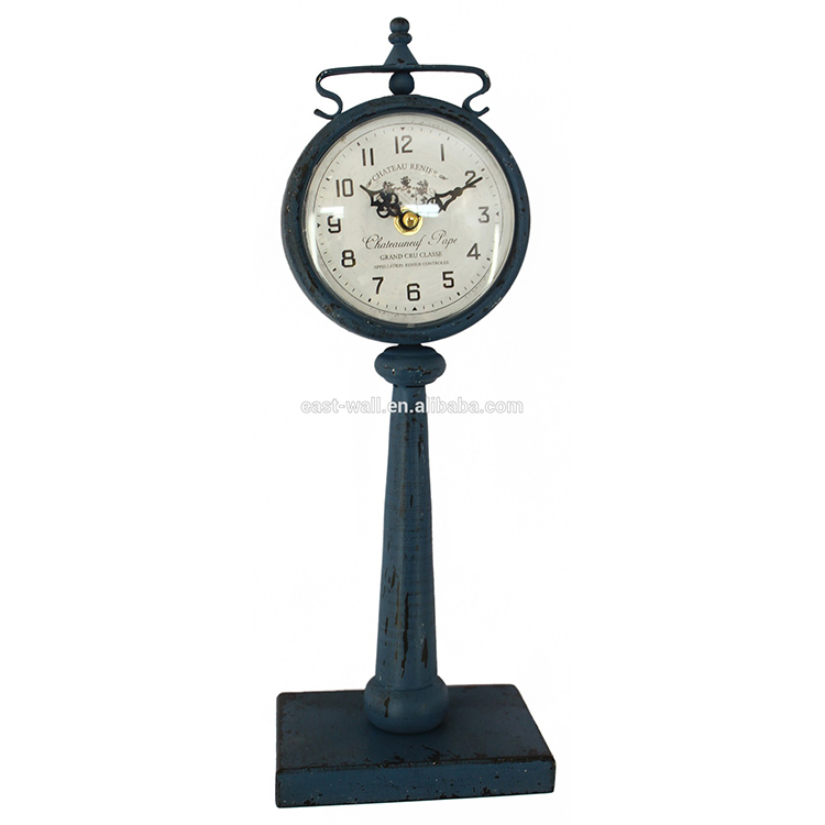 Retro Navy Blue Table Clock Digital Clock Iron Decorative Clock