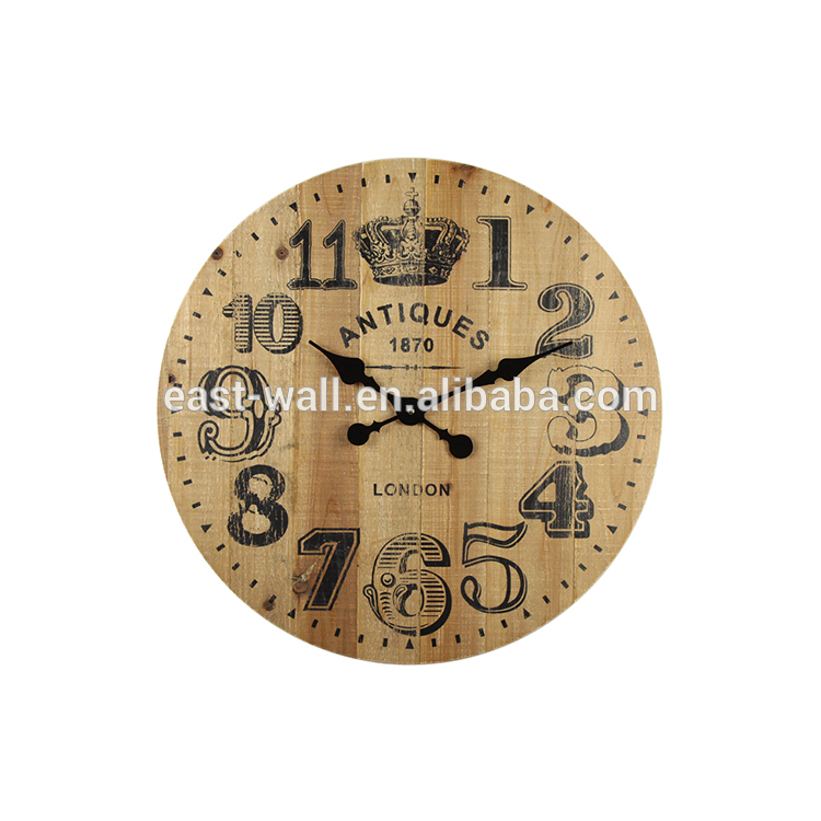 Hight Quality Art Simple Custom Wood Retro Digital Table Decorative Wall Clock