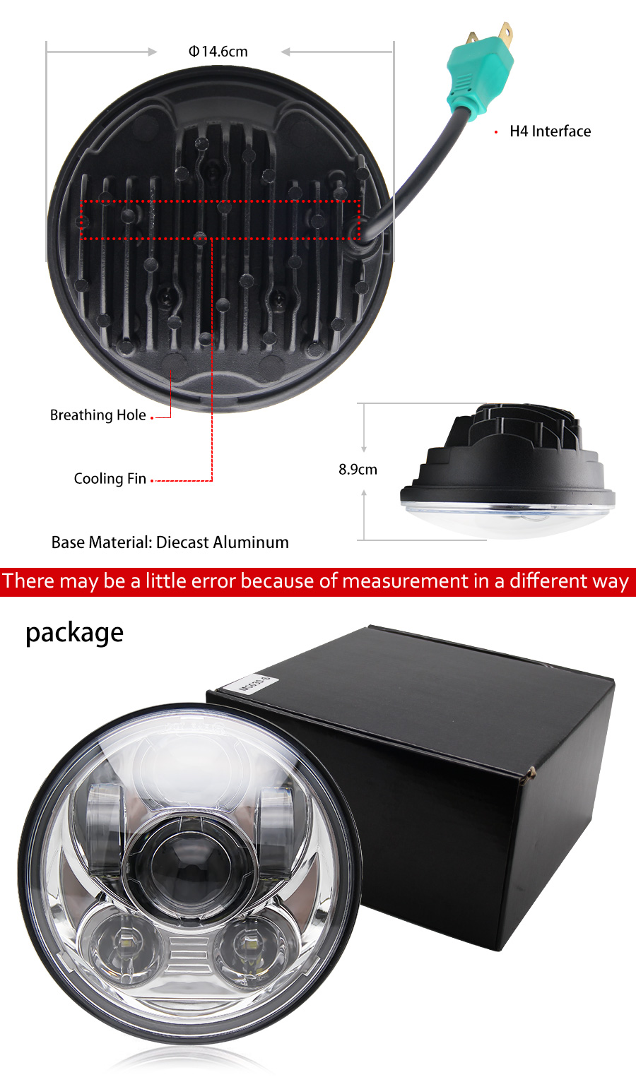 50W30W 5.75 Inch Led Headlight DOT for Harley JG-M003D 6 size