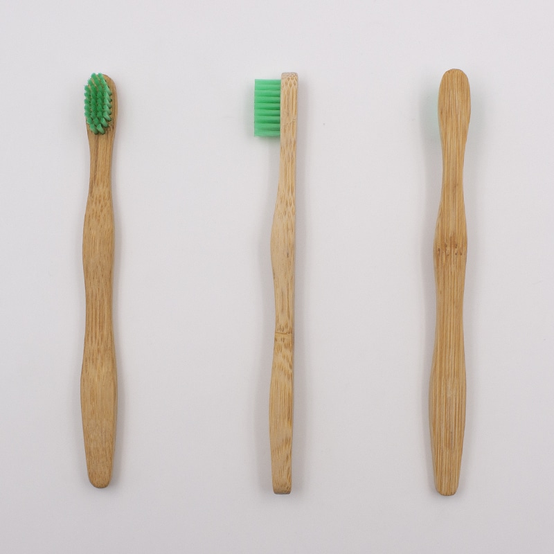 Cepillo de dientes de bambú con mango ondulado para niños
