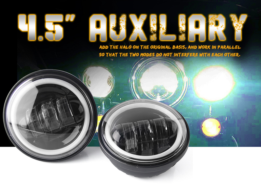 4.5 Inch LED Fog Lights with Angel Eyes for Harley Motorcycle JG-W002B details