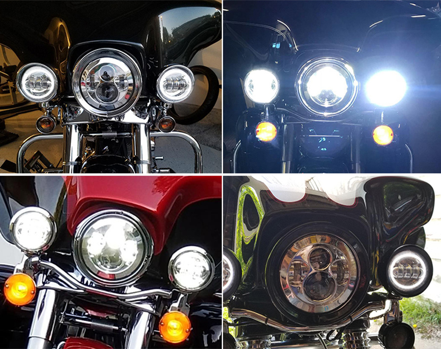 4.5 Inch LED Fog Lights with Angel Eyes for Harley Motorcycle JG-W002B application