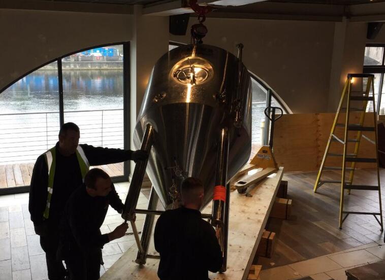 Fermentation tank installed in customer's brewpub