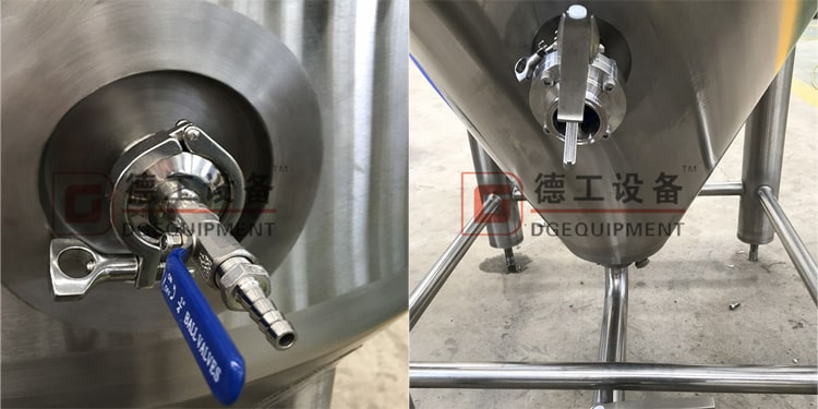 Stainless steel racking arm and carbonation stone on fermenter