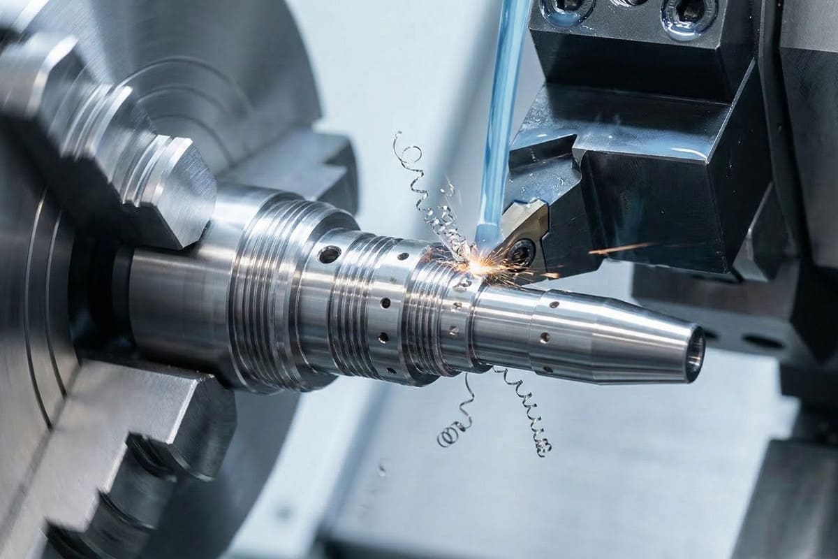 Swiss lathes are processing parts 部品を加工するスイスの旋盤