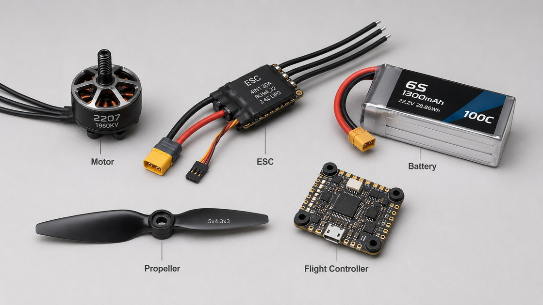FPV Power System Overview Descripción general del sistema de energía FPV