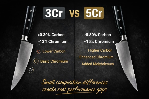 knife material differences تفاوت مواد چاقو