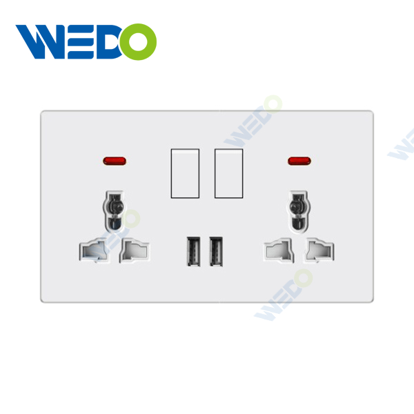 Ultra Trine Series Double 13A Switch Socket W / без неона с PC Materical With Color Home розетка