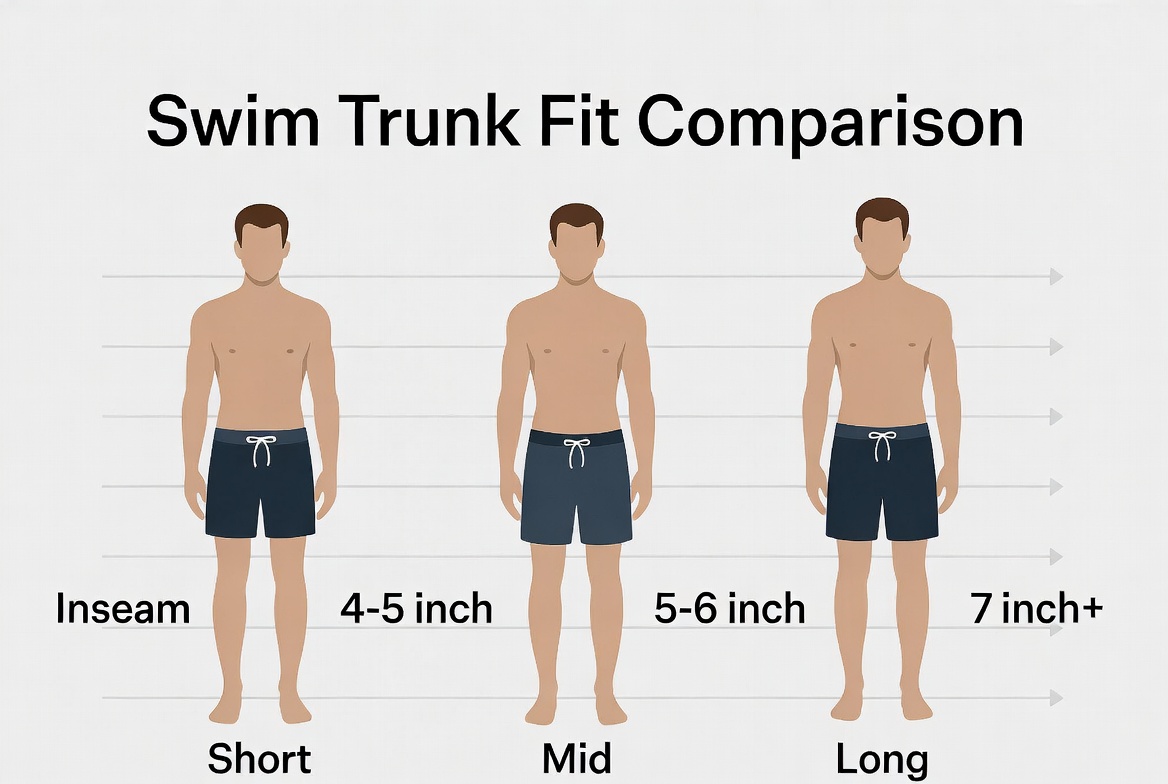 Swim Trunk Fit Comparison Comparación de ajustes de bañadores