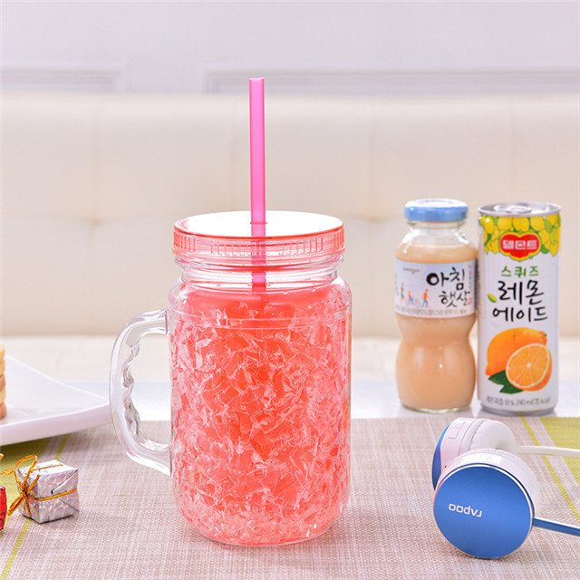 Double Wall Freezer Mason Jar, Freezable Gel Shot Glasses, Ice Cup with