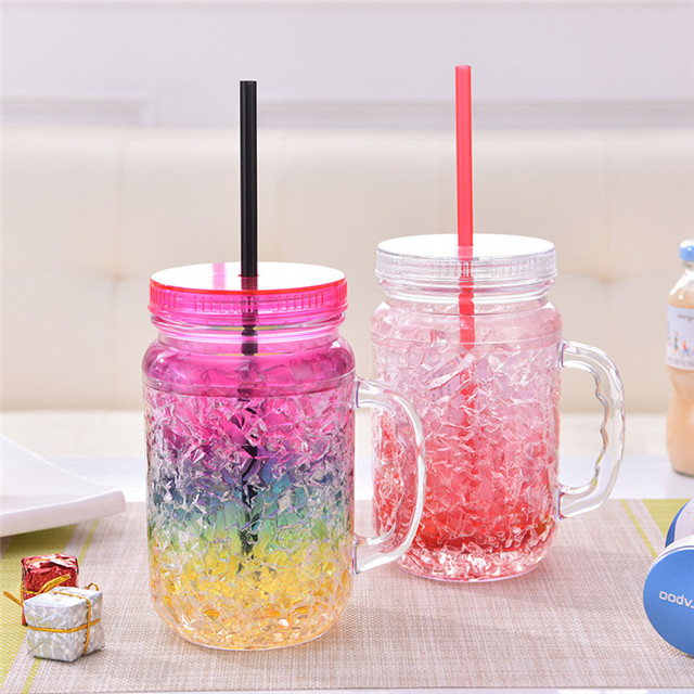 Double Wall Freezer Mason Jar, Freezable Gel Shot Glasses, Ice Cup with