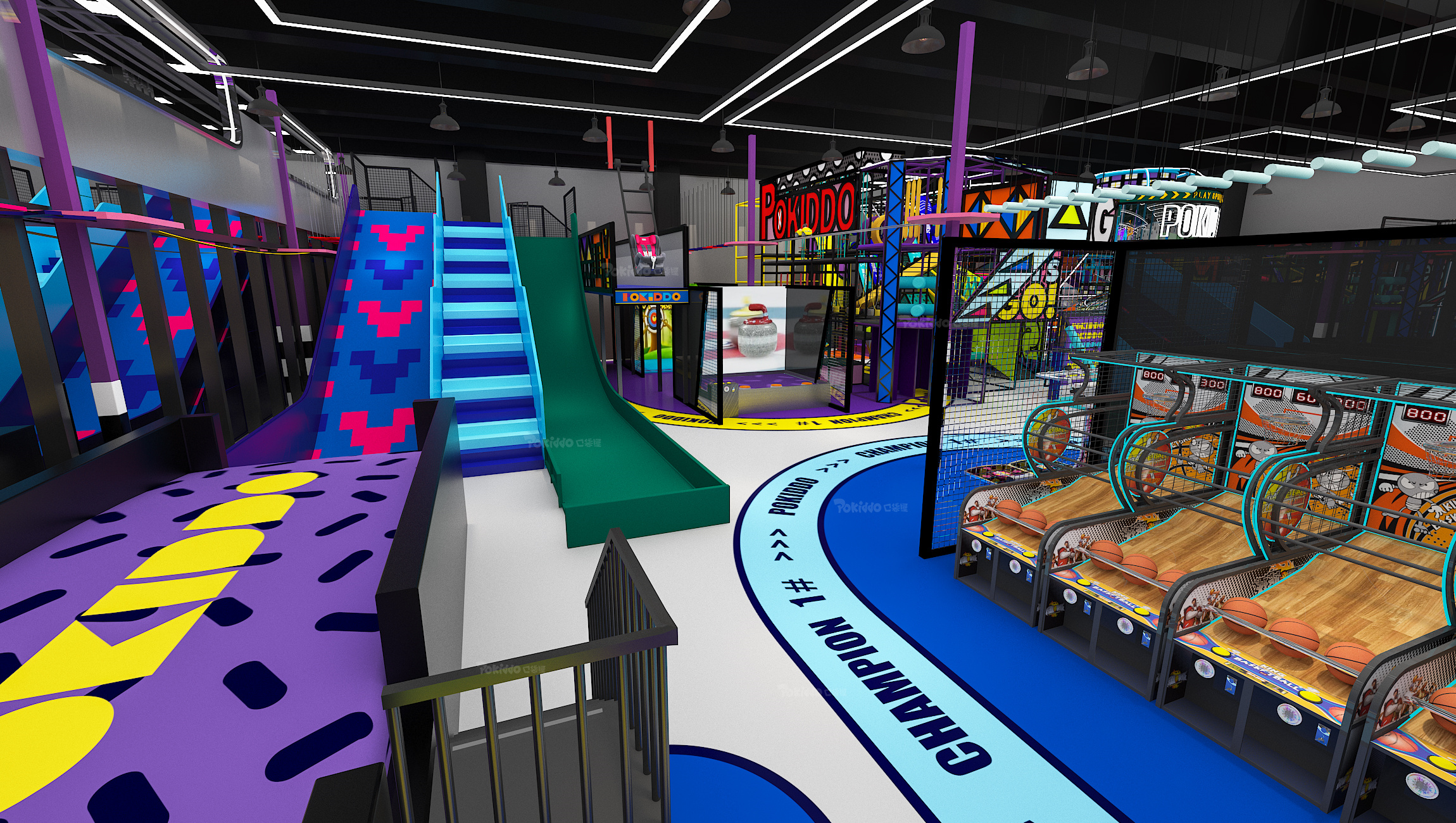 Ilustraci&oacute;n de dise&ntilde;o de parque de atracciones interior