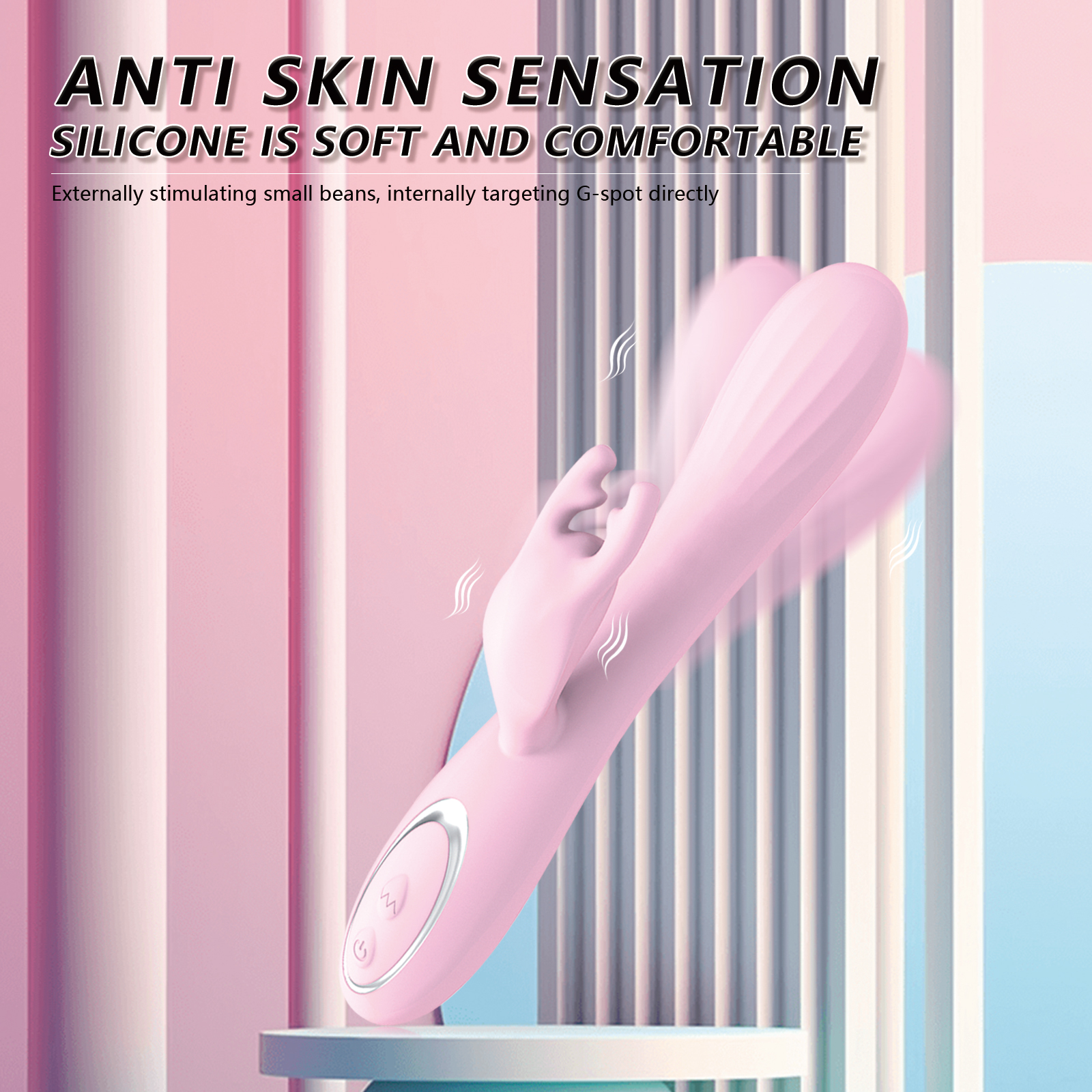 Gode ​​&eacute;tanche vibrateur point G avec 12 vibrations puissantes, stimulateur &agrave; double moteur pour femmes ou couples amusants