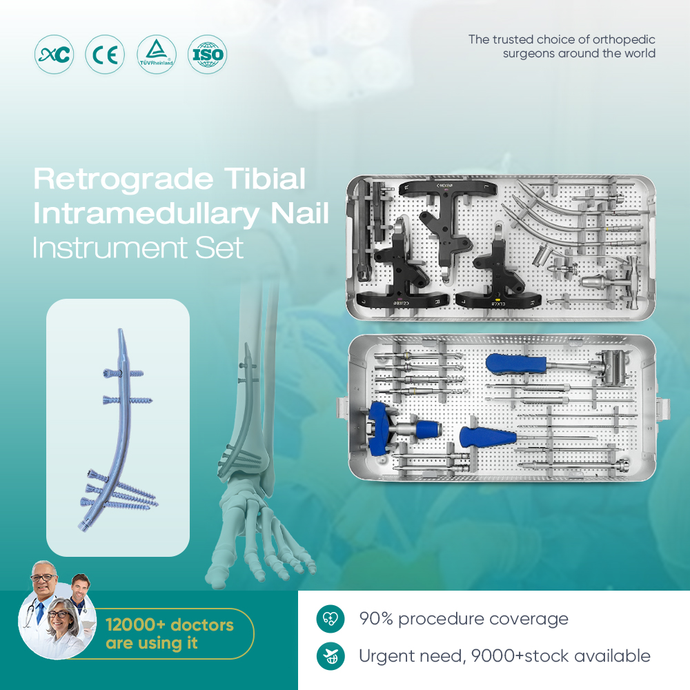 Retrograd Tibial Nail Instrument S&aelig;t | Distal Tibia Fracture Fixation Kit | XC Medico