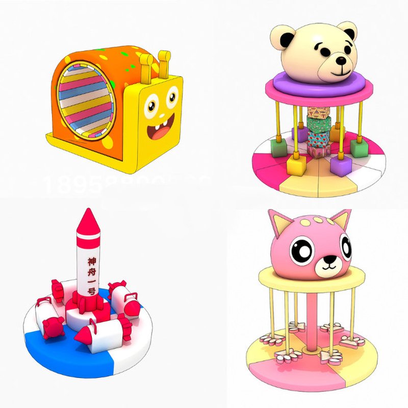 Brinquedo giratório de animal de desenho animado com luzes Soft Play Ride On Toy