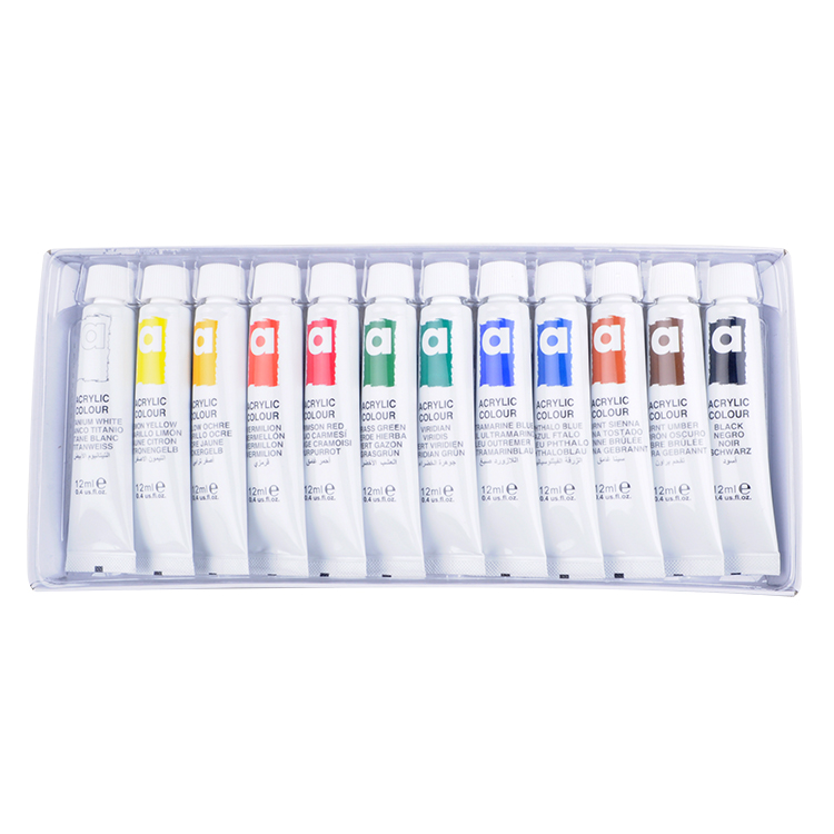 12ml Plastic Aluminium Tube Acrylic Colour Set