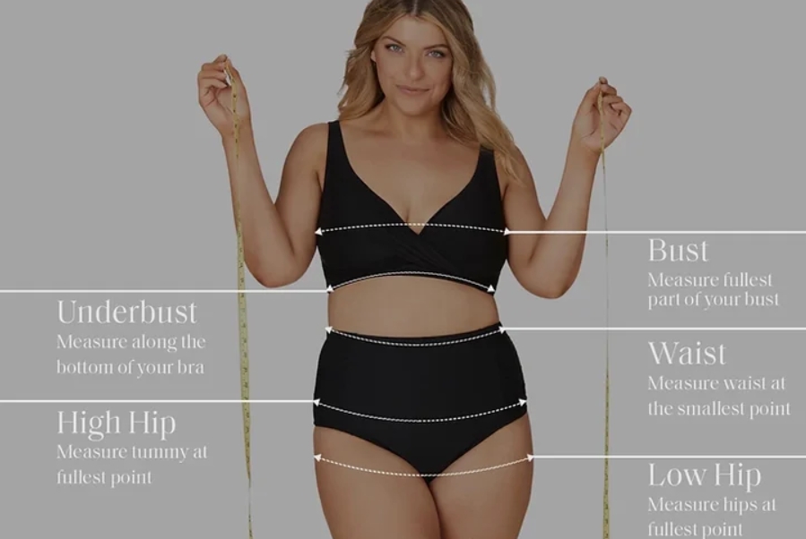 Prima 5 di 6 misure di u corpu hè necessariu per truvà u vostru swimsuit di curvy perfettu