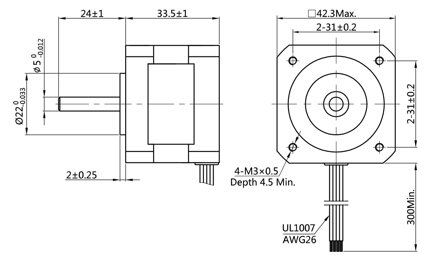 nema 17 Dimensiounen