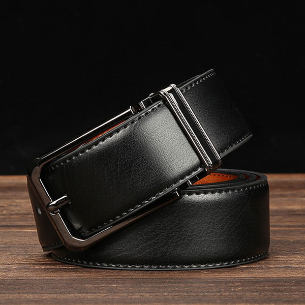 Men's double-sided leather pin buckle belt