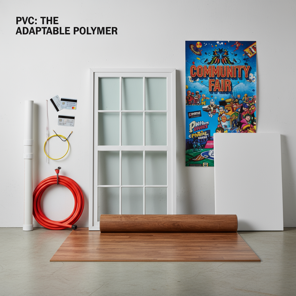 una imagen que muestra varios productos PVC comunes para ilustrar su versatilidad