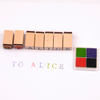 27pcs Wooden Handle Rubber Stamp And Ink Pad Set Alphabets