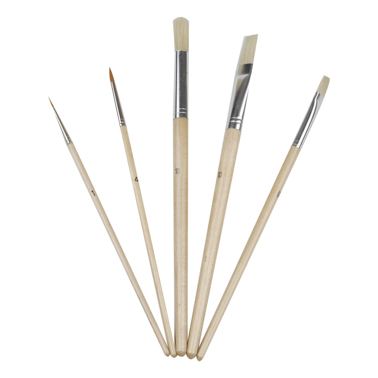 5pcs Short Handle Bristle Brush Nylon Brush Set