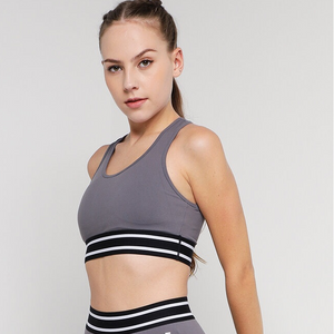 Grys ​​En Wit Gestreepte Vroue Sport Bra