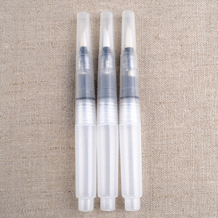 Short Barrel Water Brush Pens Set of 3 Assorted Round Tips 