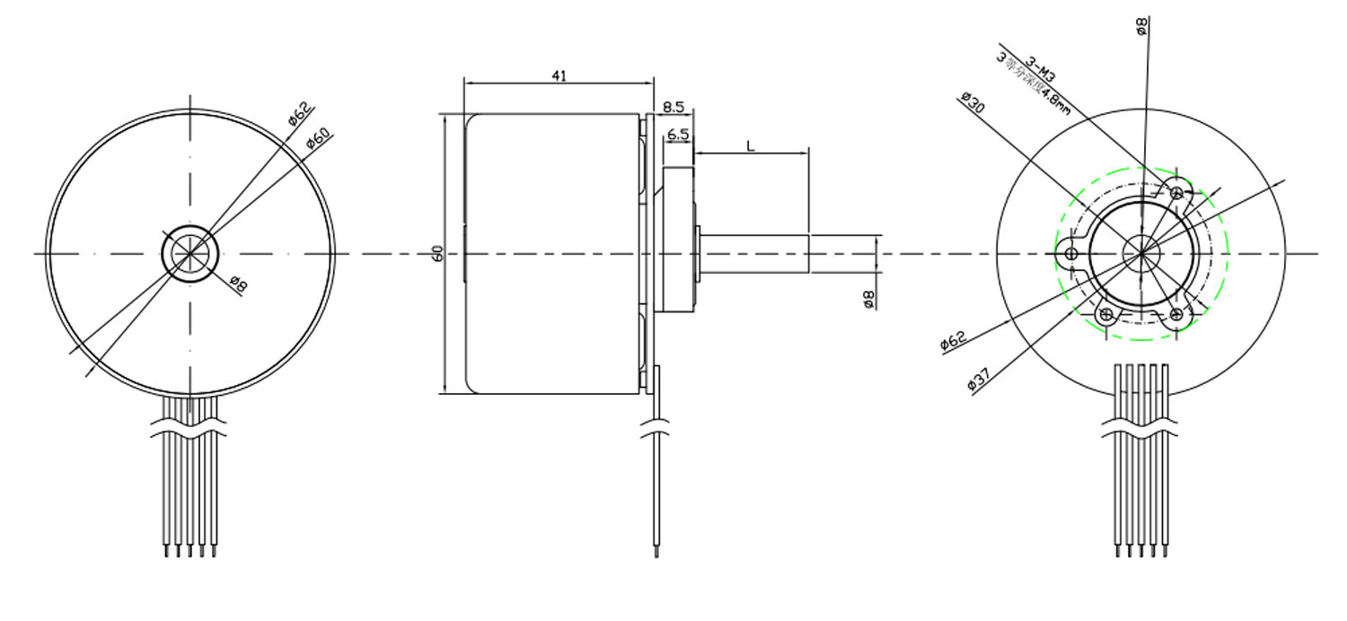 JK60BLW ārējais rotors bezsuku līdzstrāvas motors