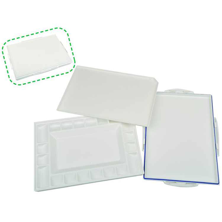 20 Well Rectangular Plastic Palette with Cover 35x25x4cm