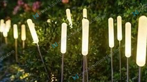 مصابيح أرضية من القصب ذات رأس مستدير تعمل بالطاقة الشمسية