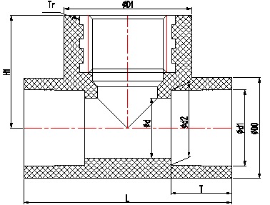 कॉपर थ्रेडेड फिटिंग पीएन10 1 के साथ पीवीसी टी