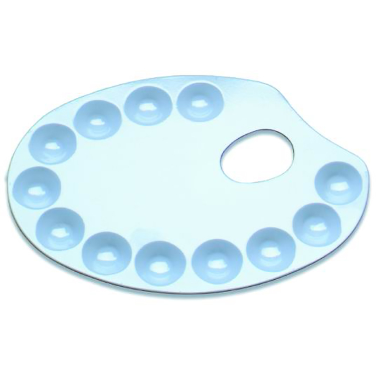 11 Well Oval White Paint Iron Palette 18.5x13cm