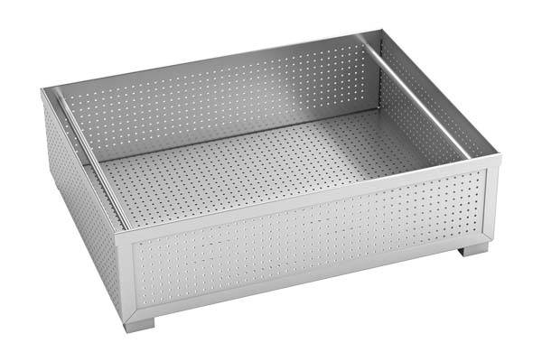 Canasta perforada de acero inoxidable para limpieza de piezas