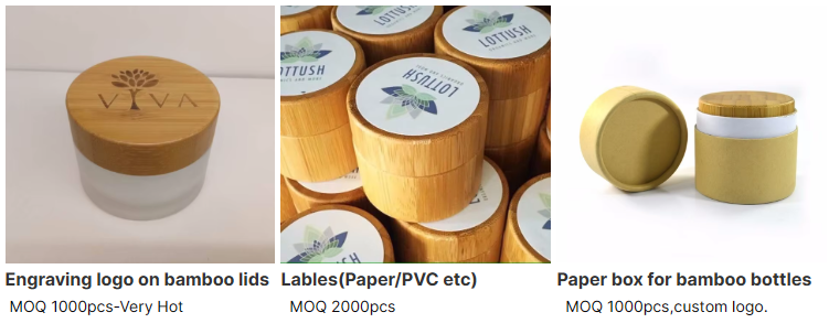 Lọ kem mỹ phẩm nhựa với nắp gỗ tre