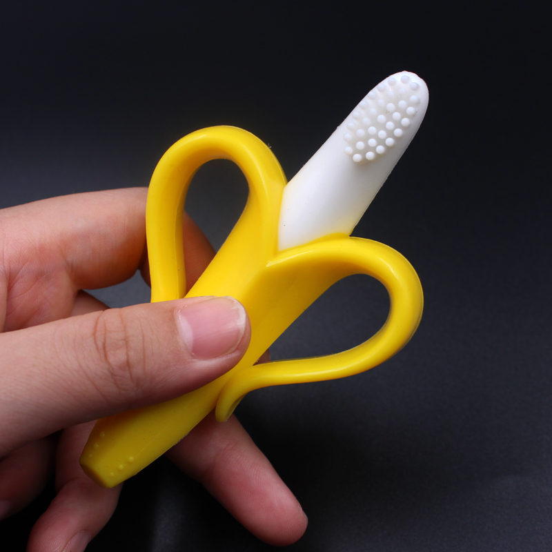 Cepillo de dientes para niños de silicona con forma de plátano
