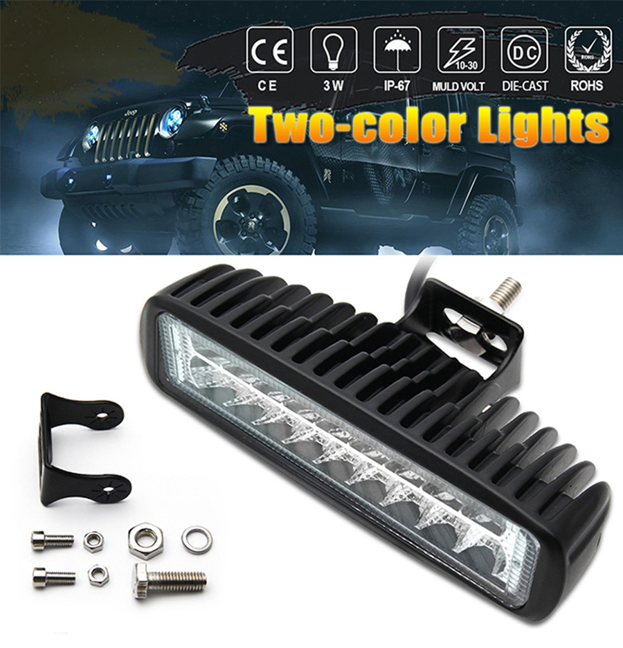 6 inch dual -color square marine,automotive led work lights, automotive auxiliary lights.JG-921S details