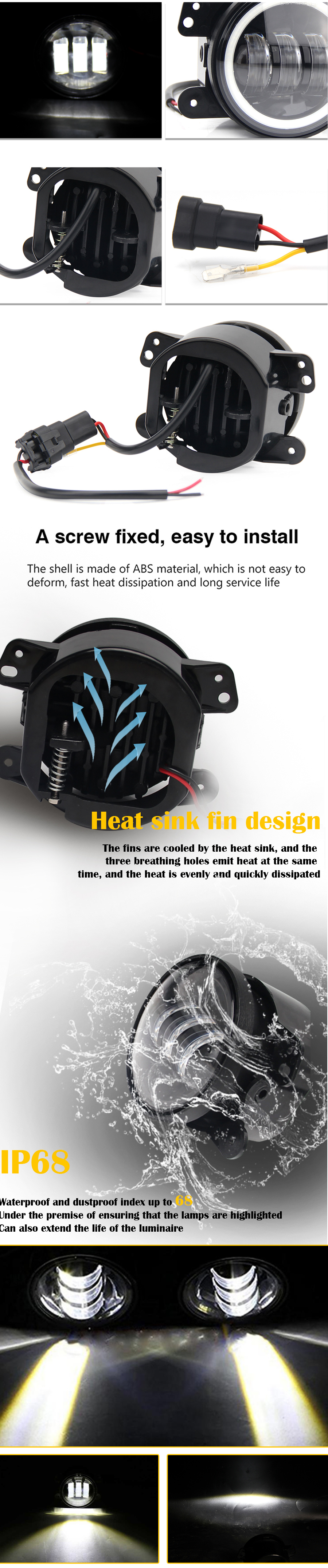 4 inch Led Fog Lights with Halo Ring for Jeep JG-W001-B advantages
