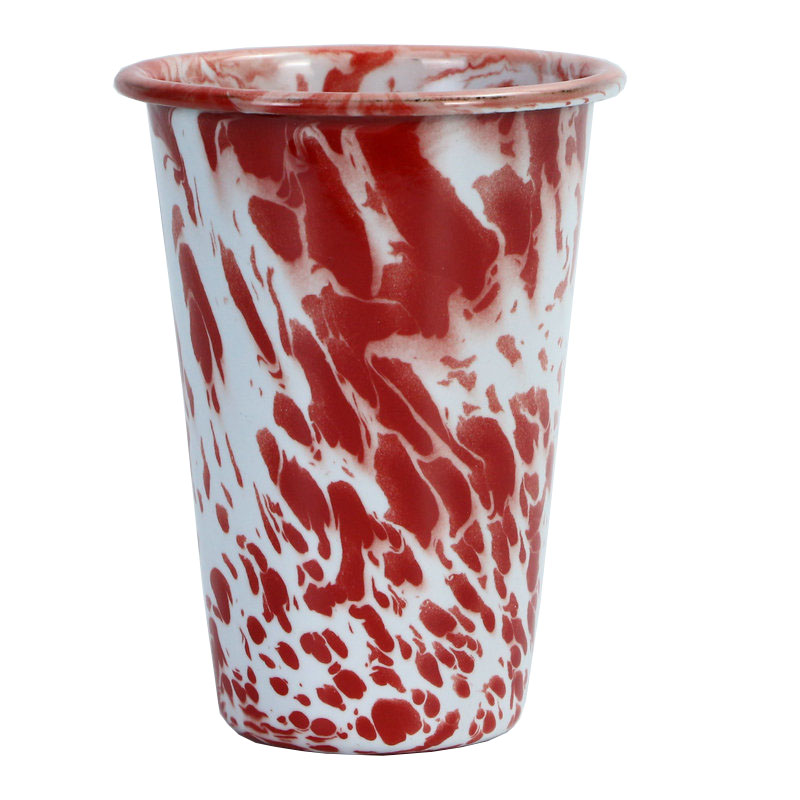 New Type Personalized Flowing Printing Conical Crimped Enamel Mug No Handle