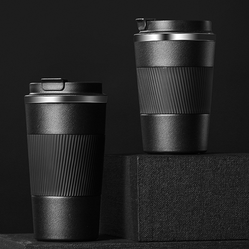 380ml 510ml double wall stainless steel tumbler insulated travel coffee mug with silicon rubber cover