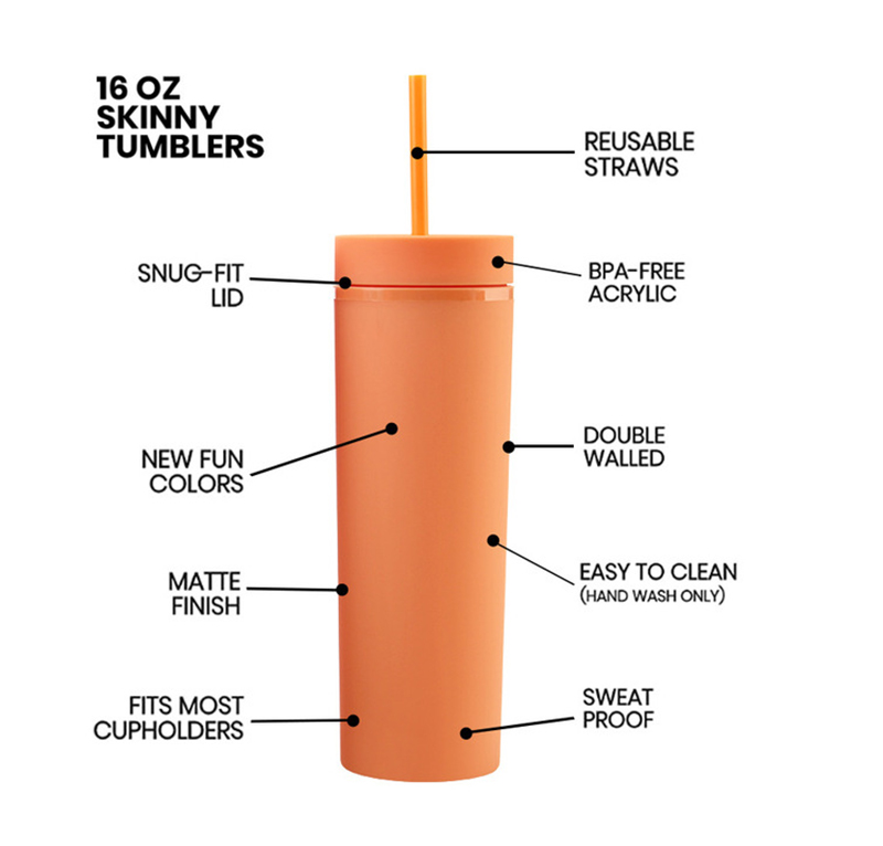 450ml 16oz Hot Sell BPA Free Colorful Cold Water Bottle Double Wall Plastic Tumbler with Straw