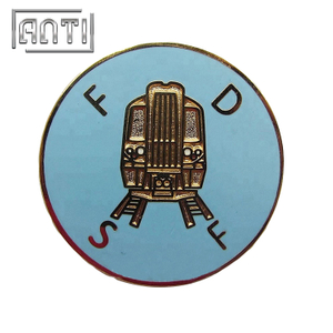 black train roundness soft enamel metal badge