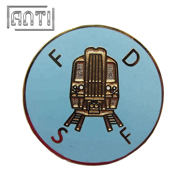 black train roundness soft enamel metal badge