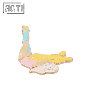 Mew colour cute beauty girl and dog hard enamel pin