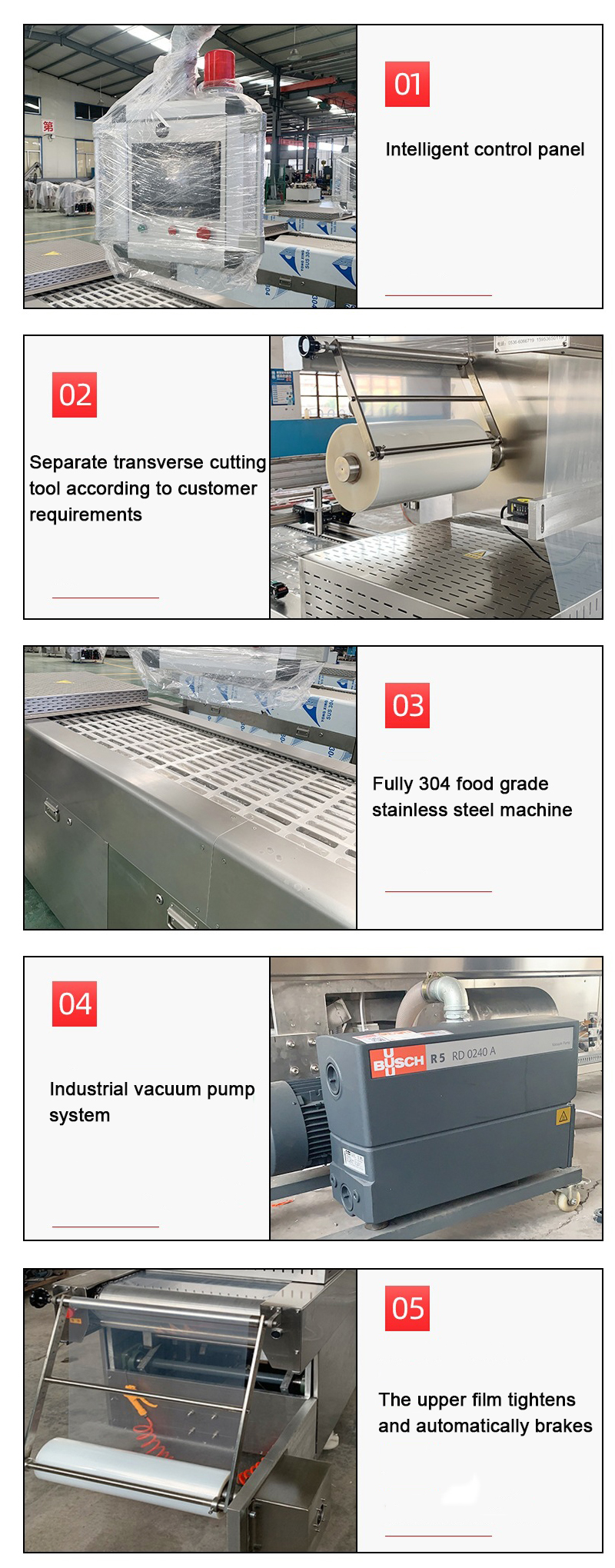 thermoformed stretch film vacuum packaging machine